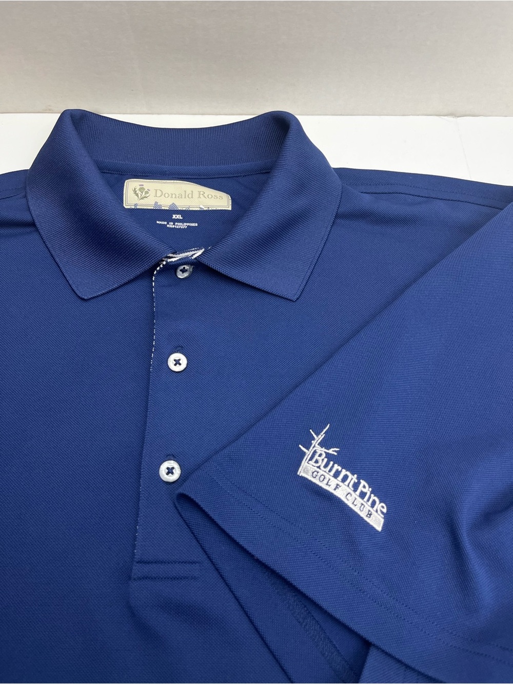 Donald Ross Burnt Pine Blue Short Sleeve Polo Shirt Mens Size XXL Golf Preppy